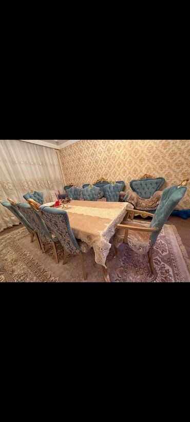 bakida hava saatliq: Для гостиной, Б/у, Прямоугольный стол, 8 стульев