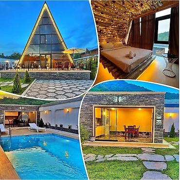 bileceride heyet evi: Qəbələ şəhərində isti hovuzlu A-frame ev kirayə verilir. 1 gündən — 1