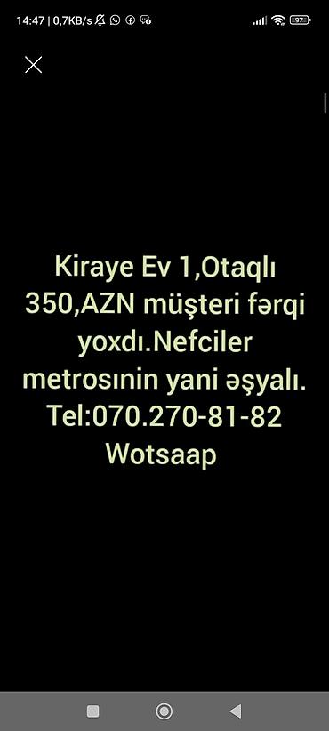 Mənzillər: Neftçilər metrosunun yanı – kirayə mənzillər - 1 və 2 otaqlı — 4
