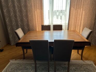 покупка мебели бу: Для гостиной, Б/у, Раскладной, Прямоугольный стол, 6 стульев, Турция