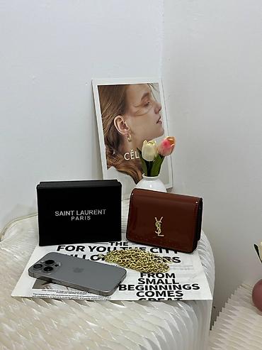 ucuz sac: Saint Laurent zəncirli mini çantalar – YSL loqolu, patent (parlaq) — 4