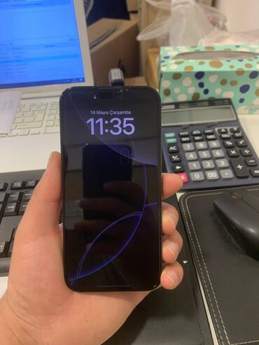 ilkin ödənişsiz telefonlar: IPhone 14 Pro Max, 256 GB, Qara, Barmaq izi, Simsiz şarj, Face ID