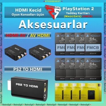 Audio və video kabellər: Tülpan və HDMI ötürücü adaptırlar • AV TO HDMI - 10₼ / PS2 TO HDMI -