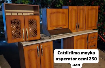 ucuz işlənmiş kuxna mebeli: Metbex mebeli satilir 2.10 sm uzunu uzerinde moyka asperator krant