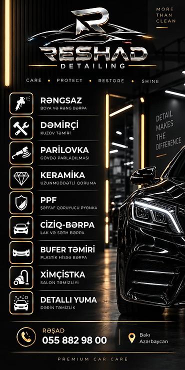 Xidmətlər: Reshad Detailing – Premium Car Care Xidmətlər: - Rəngsaz: boya və — 1