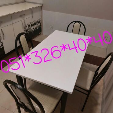 Masa və oturacaq dəstləri: Mətbəx üçün, Yeni, Açılan, Dördbucaq masa, 4 stul — 3