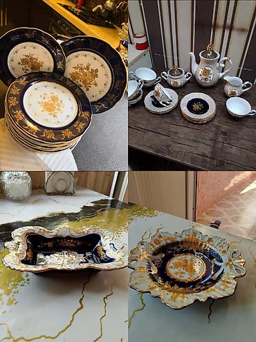 çay servisi: Çay dəsti, rəng - Göy, Farfor — 3