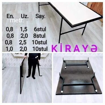 Avadanlığın icarəsi: Masa, stol kirayəsi. Qab qacaq, qablar,stol-stul, masalar icarəsi. Ad — 2