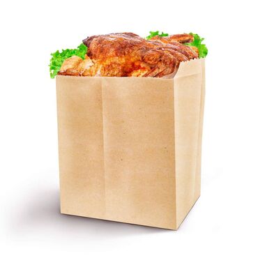 Посуда и кухонный инвентарь: Бумажный пакет без ручек на вынос. Цвет: коричневый Материал: пищевая