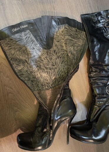 Çəkmələr: Qadın dəri çəkmə! – Calipso Vivace - Rəng: qara, parlaq fakturalı. - — 9