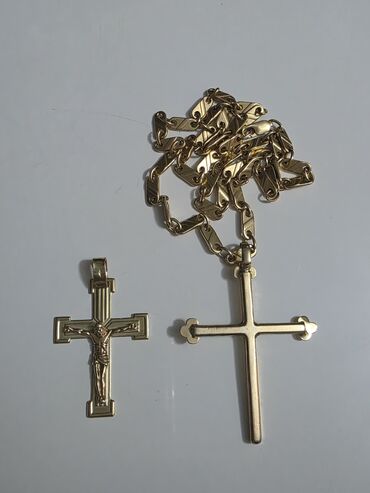 Ogrlice: ​💎 EKSLUZIVNA PONUDA: Ručno Rađen Zlatni Lanac i Krst (585) ​Ovo je — 1