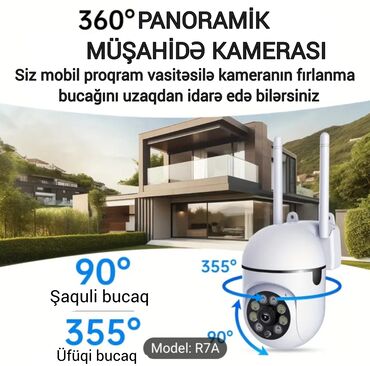 mini kamera satisi: WİFİ KAMERA - 360 Dərəcə Hərəkətli - 256gb mikro kart dəstəyi - Bulud