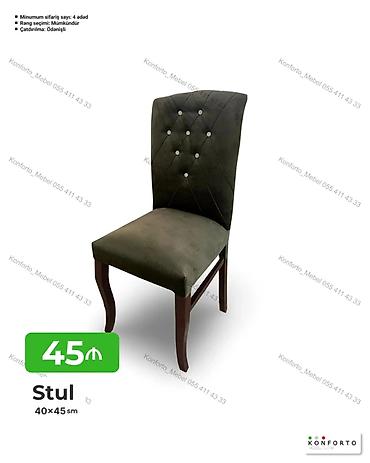 hündür stul: Stul – 40×45 sm - Klassik üslubda, hündür bel hissəli, romb naxışlı — 1