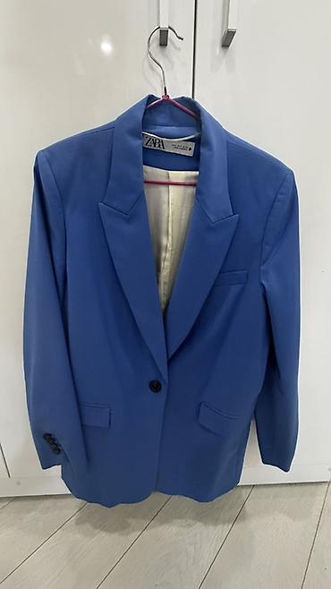 жакет: Женский пиджак ZARA - Цвет: ярко‑синий (кобальтовый) - Крой: прямой — 1