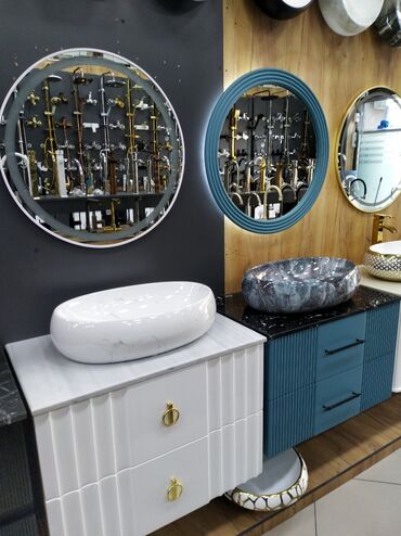 salon canagi: Oval formalı, ağ rəngli, mərmər naxışlı, hamar səthli çanaq, geniş və