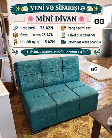 Mini-divan, Mətbəx üçün, Parça, Bazasız, Açılmayan