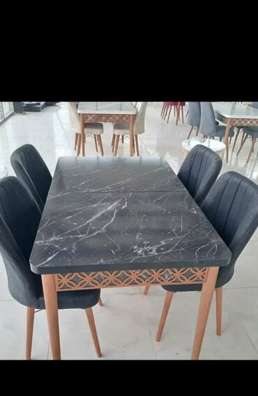 Masa və oturacaq dəstləri: Qonaq otağı üçün, Yeni, Açılan, Dördbucaq masa, 6 stul — 9