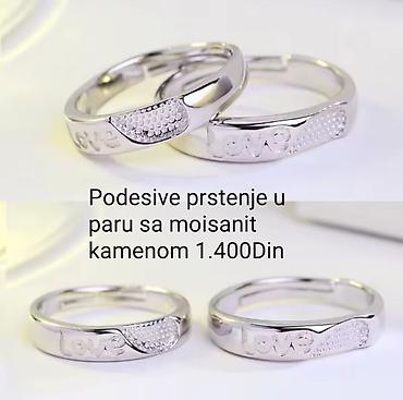 mts deciji satovi: Posrebrene podesivi prstenje u paru sa moisanit kamenom od hirurskog — 4