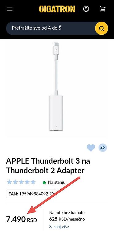 Kablovi i adapteri: Apple Thunderbolt 3 (USB‑C) на Thunderbolt 2 адаптер Opis - Двосмерни — 7