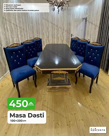stul uzu: Masa dəsti – 100×200 sm - Mexanizm: Açılmayan - Stul sayı: 6 ədəd - — 1