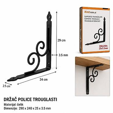 KMT Crni cvet nosač 9364588 Dekorativni metalni držač za police sa