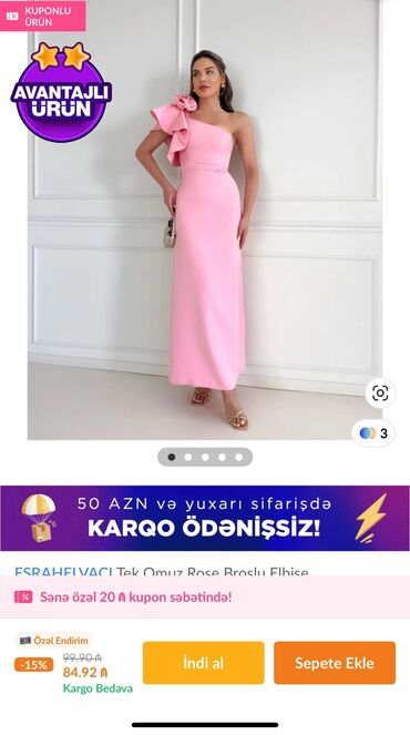 Ziyafət donları: Cəmi 1 dəfə geyinilib razmeri olmadığı üçün satılır 38-40 l ölçüsüdür