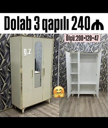 paltar dolabi ucuz: 3 qapılı dolab sifarişlə hazırlanır. Şəkillərdə müxtəlif modellər — 3