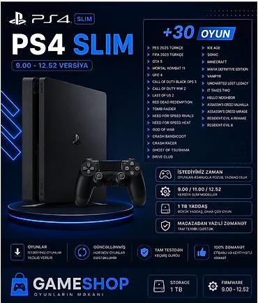 ps3 hard disk: PS4 Slim oyun konsolu – 1 TB yaddaş, 9.00–12.52 versiya — 1
