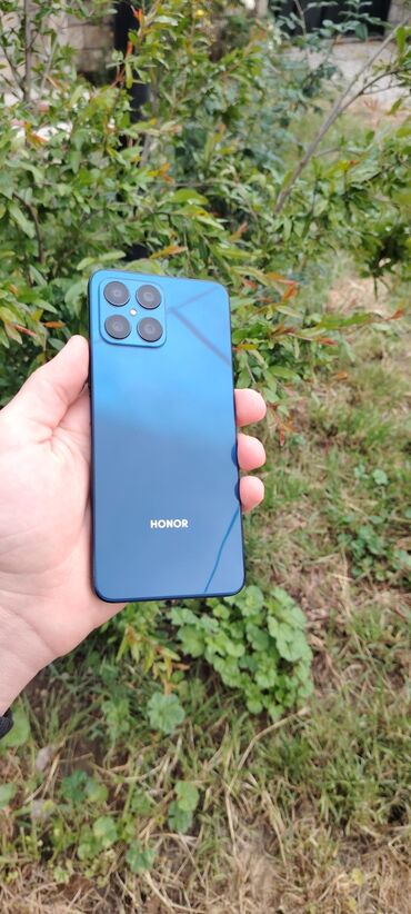 телефон fly e: Honor X8, 128 ГБ, цвет - Синий, Отпечаток пальца, Две SIM карты