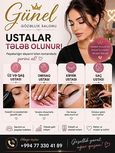 tarsovka ustası: Dırnaq ustası tələb olunur, Yerin icarəsi, 1-2 illik təcrübə, Materialların təqdim olunması — 2