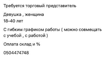 вакансии для студентов на лето: Требуется Торговый агент, График: Гибкий график, Без опыта, % от продаж, Подработка — 1