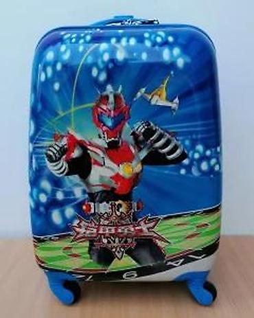 Rančevi, torbe i koferi: Dečiji kofer plave boje sa printom robota, idealan za putovanja. Kofer — 12