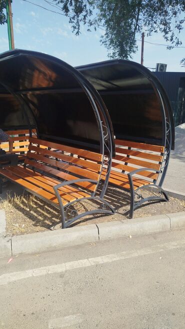 Скамейки: Скамейка Металл, Со спинкой, Без крыши — 3