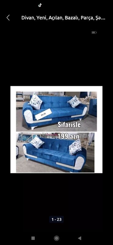 Sifarişlə divanlar: Divan, Mətbəx üçün, Qonaq otağı üçün, Parça, Bazalı, Açılan, Kitab — 15