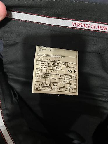 ağ kostyum kişi: Versace Classic kişi kostyumu 52 razmer - Rəng: tünd qara - Dəst — 5