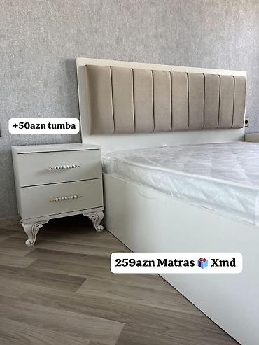 hamam kranti: Müasir yataq dəsti – yumşaq başlıqlı çarpayı və uyğun tumbadan — 1