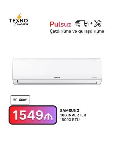 Kondisioner Samsung, 50-60 kv. m, Kredit yoxdur, Pulsuz quraşdırılma