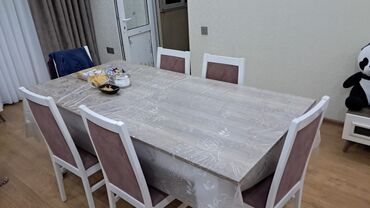 Для гостиной, Б/у, Раскладной, Прямоугольный стол, 8 стульев