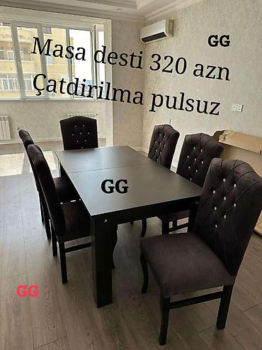 stol stul gəncə: Yeni, Açılmayan, Dördbucaq masa, 6 stul — 2