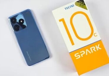 az islenmis telefonlar: Tecno Spark 10C, 128 ГБ, цвет - Синий, Гарантия, Сенсорный, Отпечаток пальца