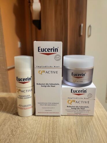 Kozmetika: Eucerin Q10 dnevna krema, jedna za normalnu i mešovitu, druga za suvu