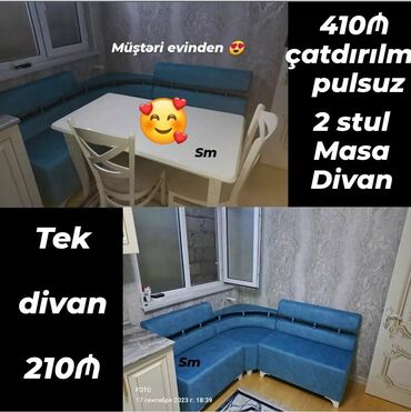 Divan və masa dəstləri: Kunc divan ve masa desti