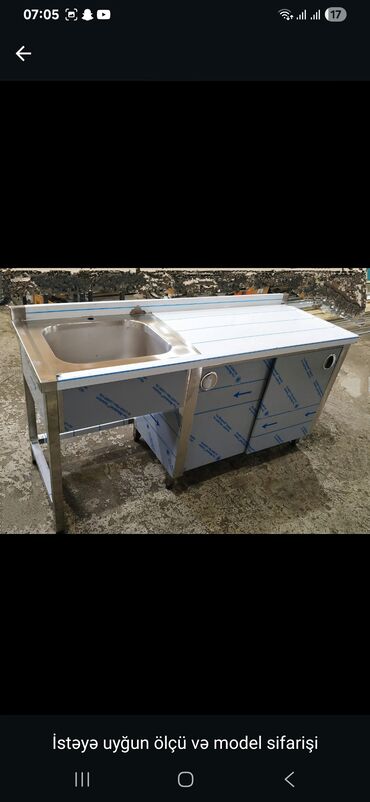 Nerjaveykalar: Paslanmayan poladdan (inox) istehsalat tipli lavabolar və iş masaları — 17