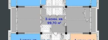 bay tash: 3 комнаты, 99 м², Элитка, 11 этаж, ПСО (под самоотделку) — 2