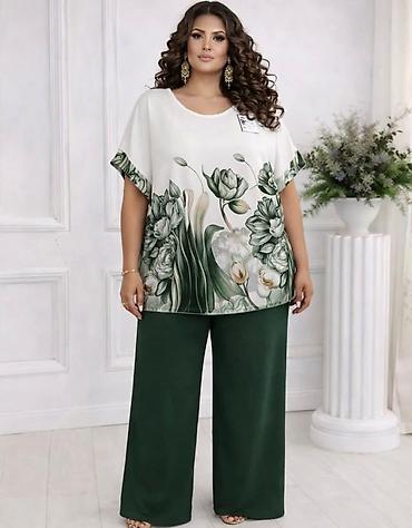 lidl kombinezon: Damski komplet – široke pantalone i bluzica sa floralnim printom - — 1