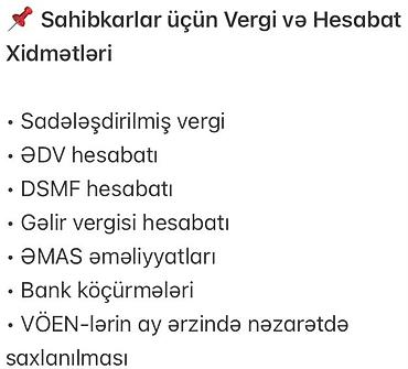 razin is elanlari: Mühasibat uçotu | Mühasibat uçotunun bərpası, Mühasibat uçotunun aparılması, Vergi uçotu üzrə məsləhət xidmətləri — 1