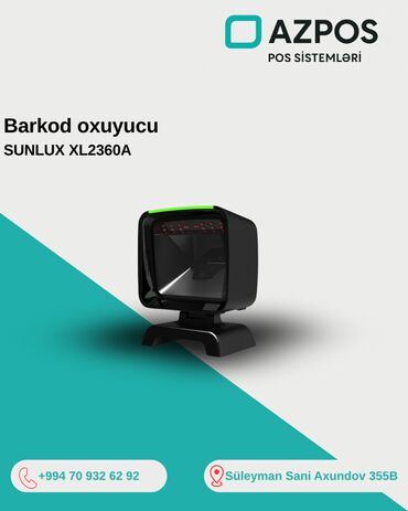 Kassa aparatları: Sanlux XL-2360A Tip: 2D masaüstü barkod oxuyucu Sensor: 1280×800