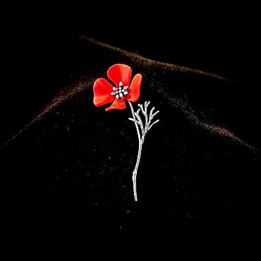 брошь цветок: Брошь “Красный мак” 🌺 – элегантный стиль Изящная брошь в виде цветка — 1