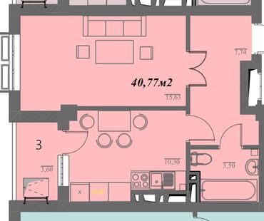 сдаю квартиру дордой: 1 комната, 41 м², Элитка, 9 этаж, ПСО (под самоотделку)