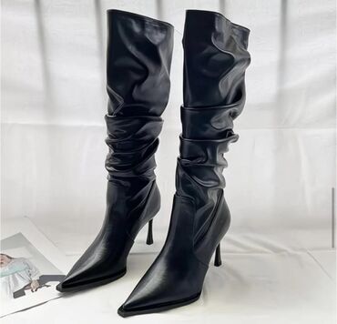 зимний обув мужской: Женские сапоги-ботфорты На заказ - Цвет: черный - Материал верха